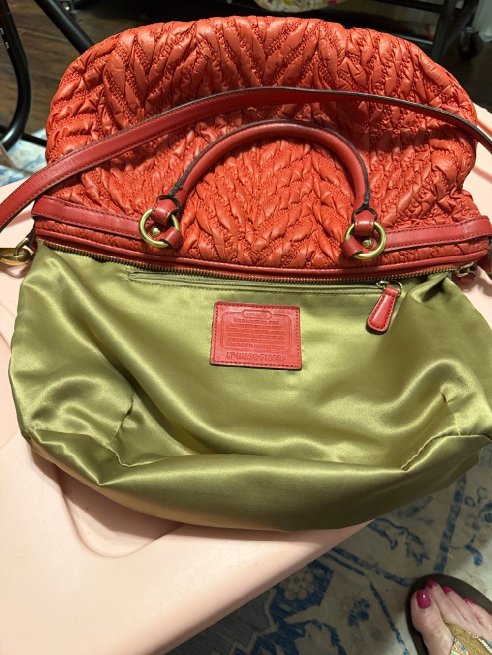 Coach Madison Chevron Nylon Quilted Shoulder Bag w Strap style no 18637 - Picture 7 of 8